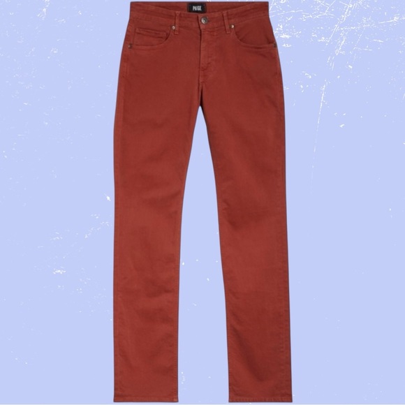 PAIGE Denim ‘Normandie’ Straight Leg Men’s Jeans in “Canyon Red” Size 32 - Picture 1 of 14